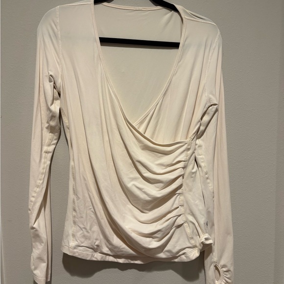 Lululemon Athletica Cream Drape V-Neck Blouse Large - Picture 1 of 3